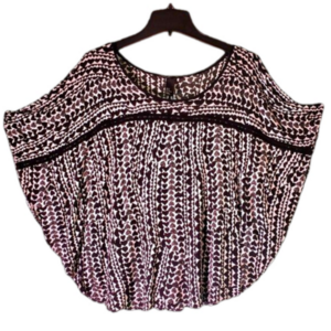 H&M Black and White Heart Print Flutter Short Sleeve Butterfly Shirt Top Size M
